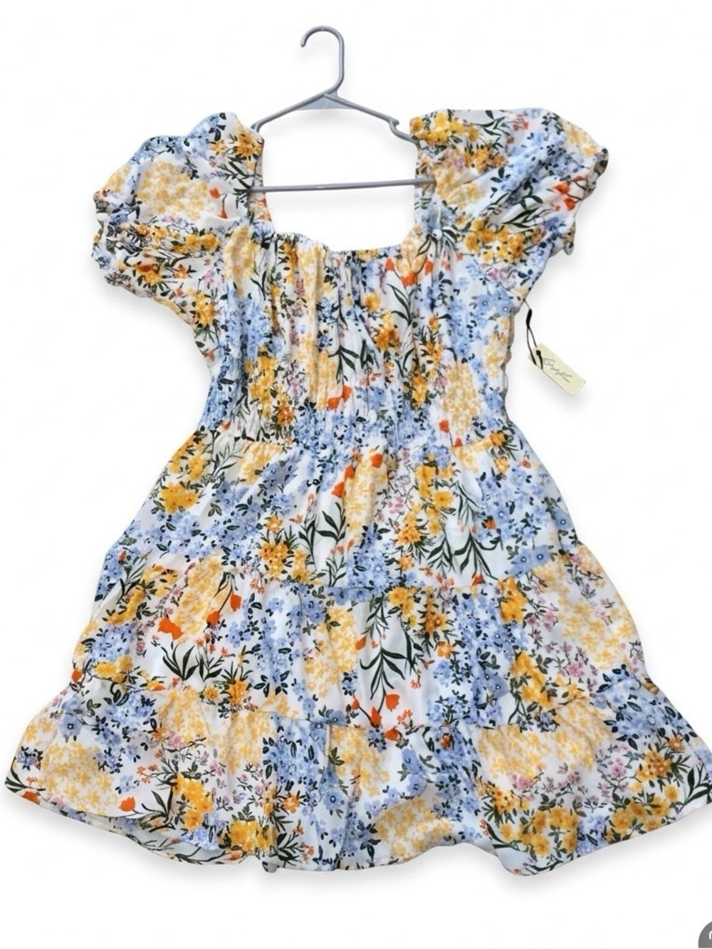 Liberty Floral Mini Dress - Blue and Yellow C